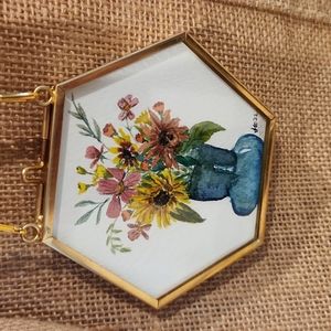 Hexagonal Handpainted Floral Mini Watercolor